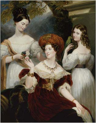 Lady Stuart de Rothesay and her daughters, painted in oils